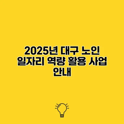 2025년 대구 노인 일자리 역량 활용 사업 안내