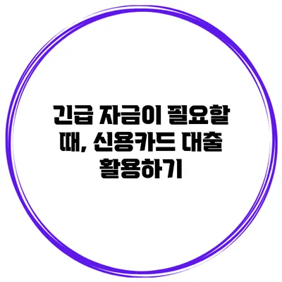 긴급 자금이 필요할 때, 신용카드 대출 활용하기