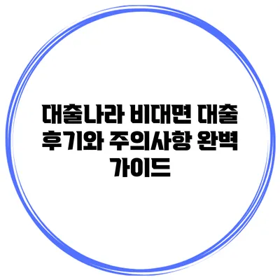 대출나라 비대면 대출 후기와 주의사항 완벽 가이드