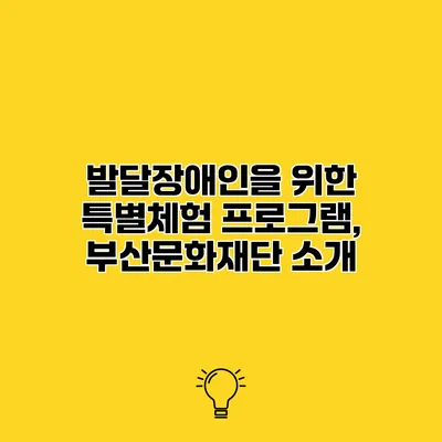 발달장애인을 위한 특별체험 프로그램, 부산문화재단 소개