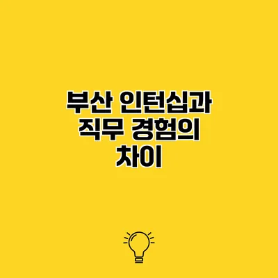 부산 인턴십과 직무 경험의 차이