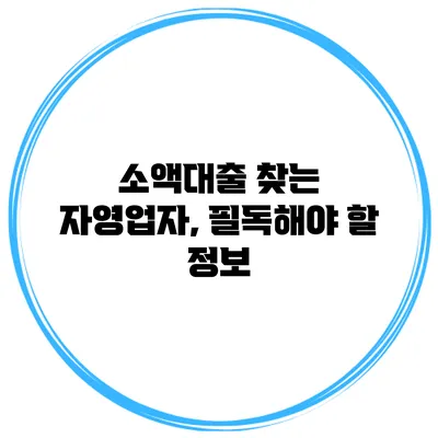 소액대출 찾는 자영업자, 필독해야 할 정보