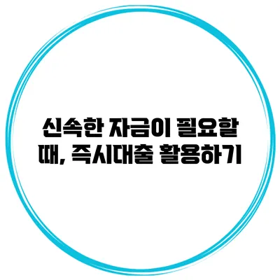 신속한 자금이 필요할 때, 즉시대출 활용하기