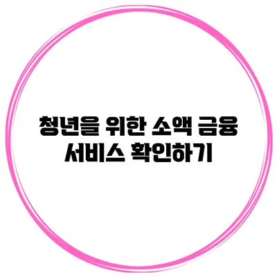 청년을 위한 소액 금융 서비스 확인하기