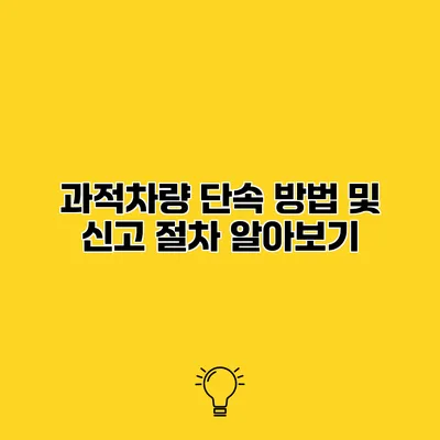 과적차량 단속 방법 및 신고 절차 알아보기